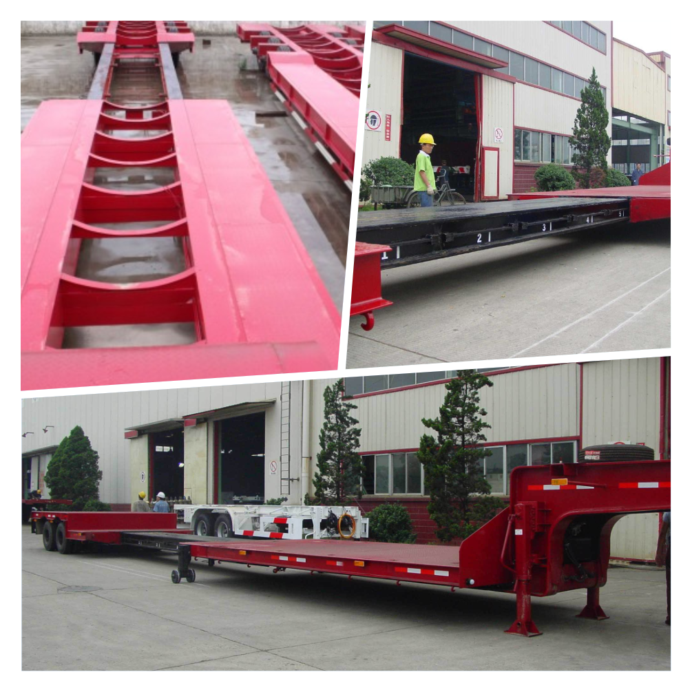 Manufacture AoTong Ramp Extendable Lowbed Semi Truck Trailer with Heavy Duty I Beam