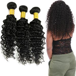 Quality Double Weft Raw Brazilian Virgin Remy Hair Deep Wave 3 Bundles No Tangle wholesale