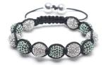 Shamballa Bracelet, Green & Clear Crystal Pave Alloy Beads