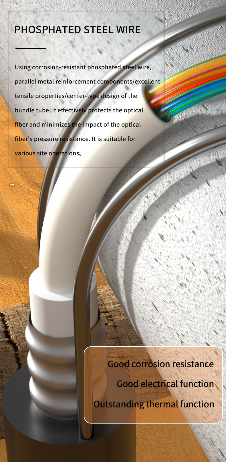 High Speed HXCOWO Aerial Single Mode GYXTW Outdoor 12Core G652D Tube HDPE Jacket Armoured Fiber Optical Cable