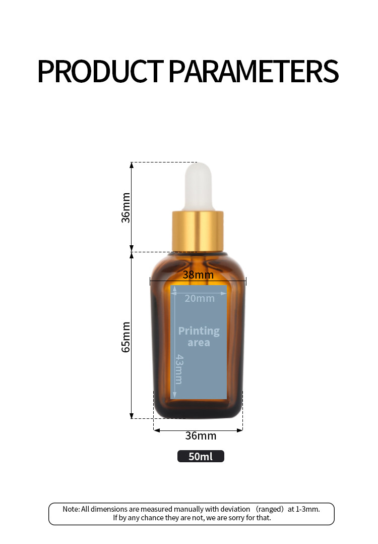 50ml Dropper Empty Serum Container Cosmetic Hair Oil Custom Logo Glass Serum Bottle