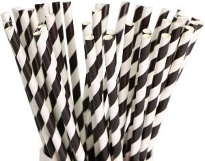Quality Eco Friendly 8.25 Inches Graduation Black Striped Disposable Paper Straws wholesale