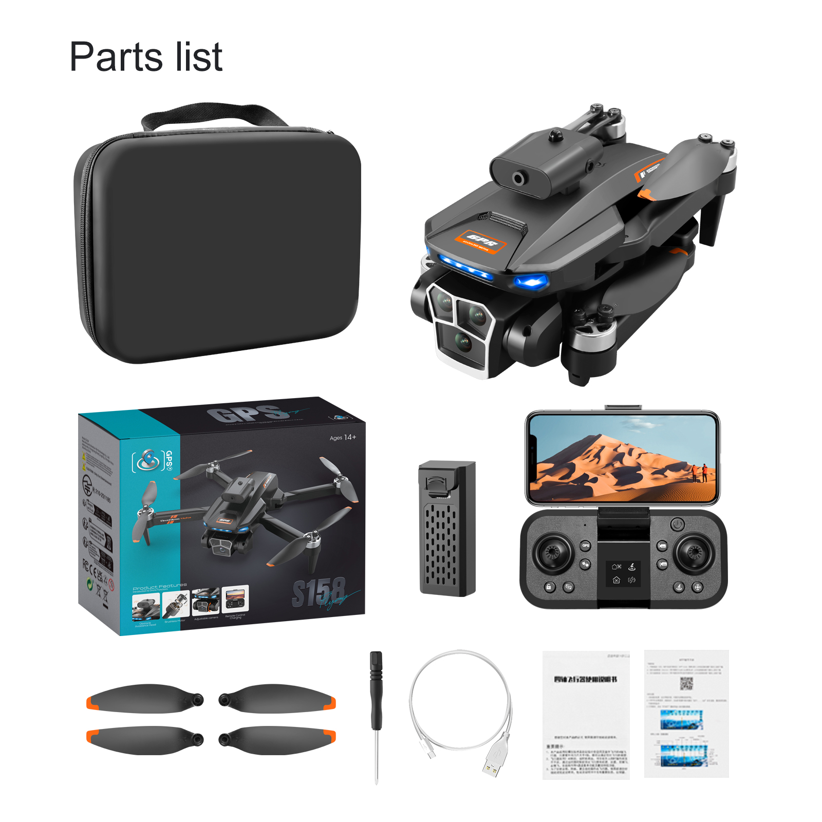 Maximum Flight Time S158 Mini Drone Foldable Quadcopter RC Dron with Obstacle Avoidance and Optical Flow Positioning
