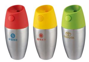 Quality Double wall travel coffer Mug with press lid/ 350ml stainless steel Buttoned mug wholesale