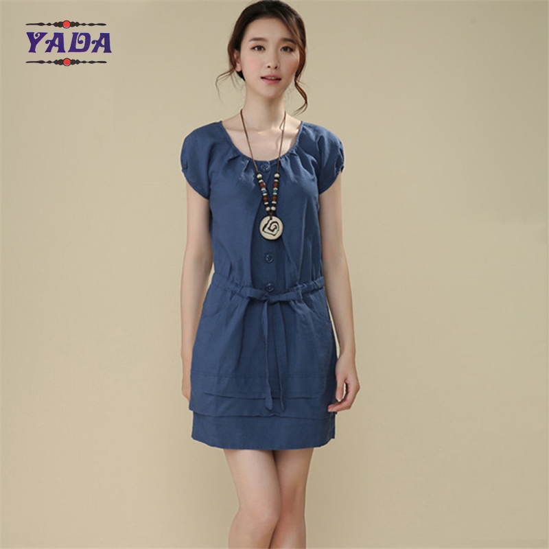 Summer vestidos vintage o-neck dress cotton summer casual dresses for fat ladies