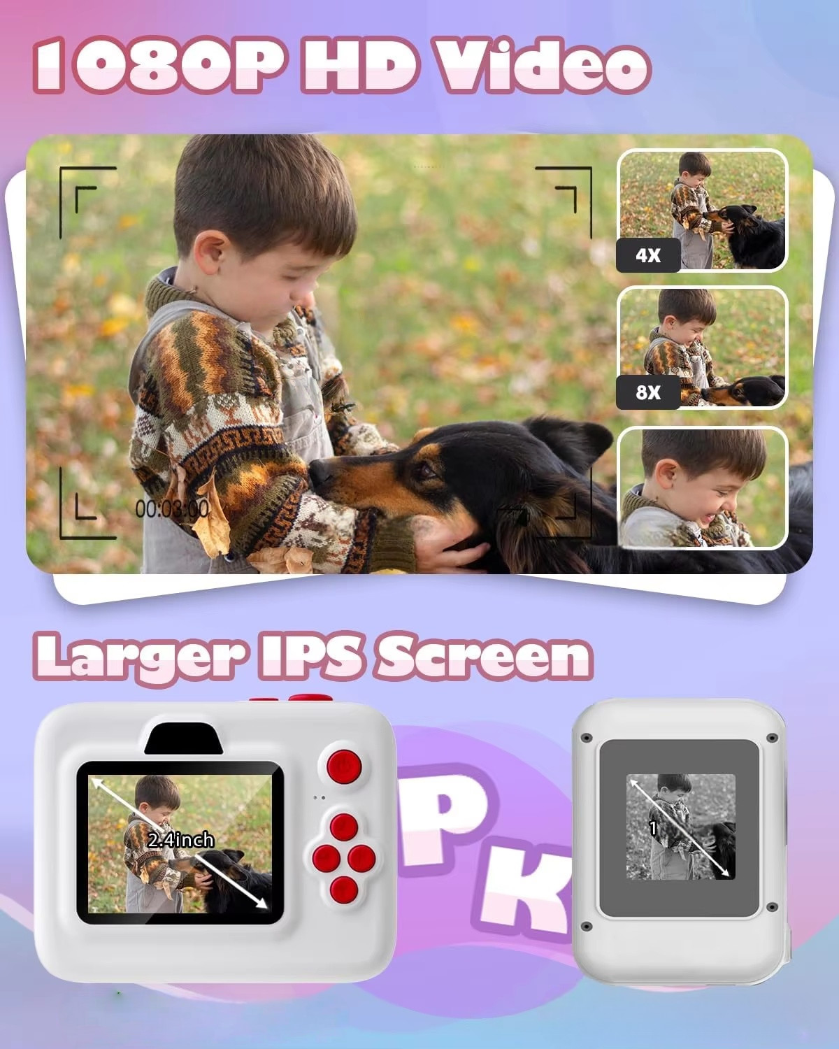 Mini Printer Portable Thermal Digital Children Photo Kids Camera Video Toy Gifts