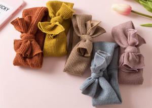 Quality Headwear baby kids bow hair wide elastic accessories solid color girls headband OEM logo wholesale