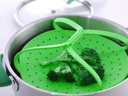 100% Food Grade Silicone Vegetable Steamer Cooking Steamer With Locking Handles Cooking Tool