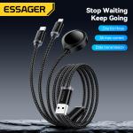 TPE USB A To USB C + L + Watch Cable 3 In 1 Charging Cable 3A ES-X60 Series