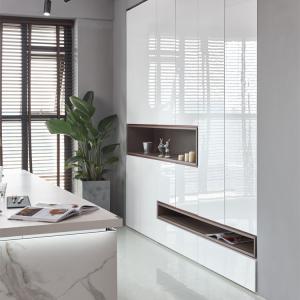 China High Gloss Wardrobes White Modern Coat Closet Display Table Storage on sale
