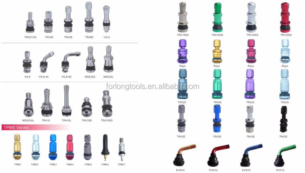 Universal Fitment ALUMINUM Car Tubeless Wheel Tire Valve Stem with Dust Caps and Caps from RAYS