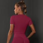 Seamless tight pleated t-shirt top yoga dress high bounce running fitness short