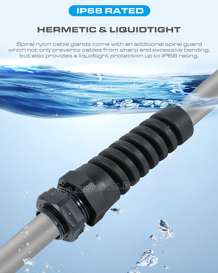 Twist-Protecting PG Plastic Cable Glands, Bend-Protecting PG7-PG21 Waterproof Nylon Cable Protectors
