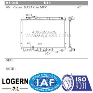 Quality 22mm Thickness KIA Radiator For Carens / Naza Citra Mpv 02 Easy Installation wholesale
