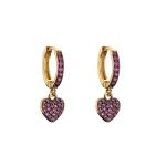Micro Insert 18k Gold Plated Jewelry Earrings Full Rhinestone Gold Heart Hoop