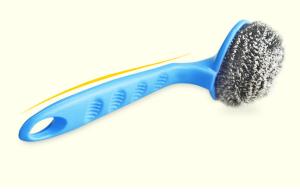 Quality AISI 410 / 430 / 304 Stainless Steel Scrubber With Handle For Household Cleaning wholesale