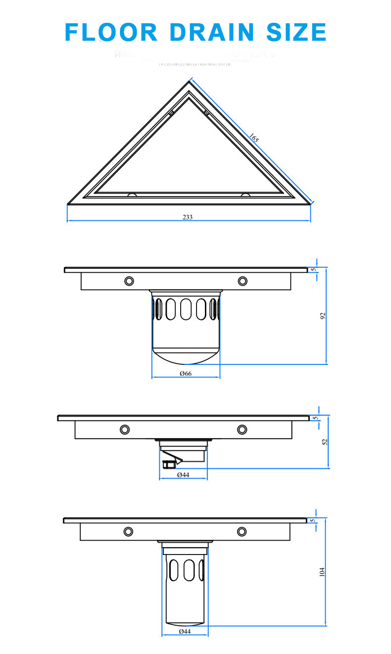Triangle Type Ss Floor Drain Toilet Accessories For Bathroom Kitchen Drainage System