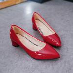 Spring Single Shoe Pointy Ladies High Heels 4cm Leather Upper Pumps Business
