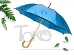Blue Mens Umbrella Wooden Handle 8 Ribs Wooden Straight Shaft Water Repellent