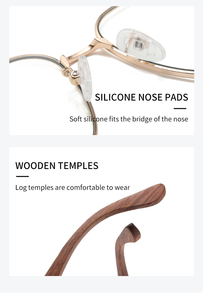 Men'S And Women'S Optical Metal Wooden Glasses Anti Blue Light Prescription