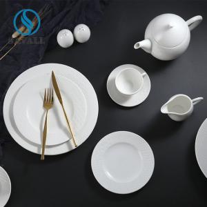 Quality Savall Embossed White Porcelain Dinnerware Sets For Restaurant Weddings wholesale