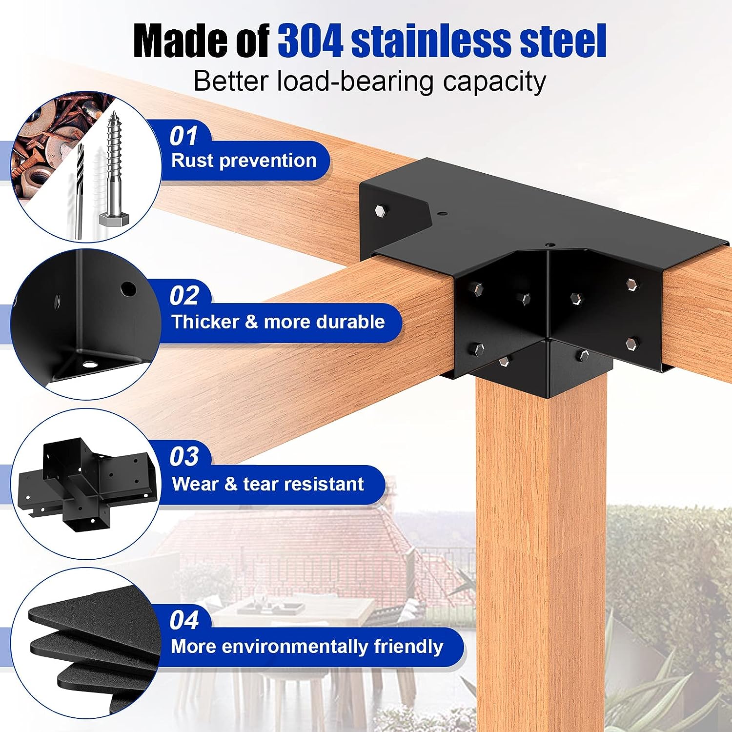 Nonstandard Pergola Brackets 4-Way Right Angle Corner Bracket Heavy Duty White Coated