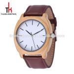 Aliexpress hot selling high quality wood case watch genuine leather strap mens