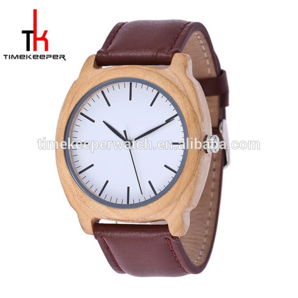 Aliexpress hot selling high quality wood case watch genuine leather strap mens