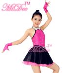 Fancy Polyester Lycra Girl Jazz Dance Dress With Rhinestones Choker Collar