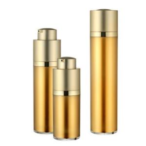 Quality Gold 30ml 15ml Airless Pump Bottles Actuator Double Wall Electroplating For Cosmetics wholesale