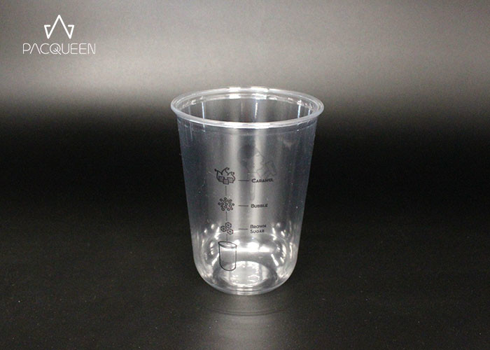 Ice / Cold Coffee Disposable Plastic Drinking Cups Round Shaped Bottom
