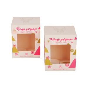 Quality Art Paper Candle Packaging Box Pink With Cutout Window 8cm Size wholesale