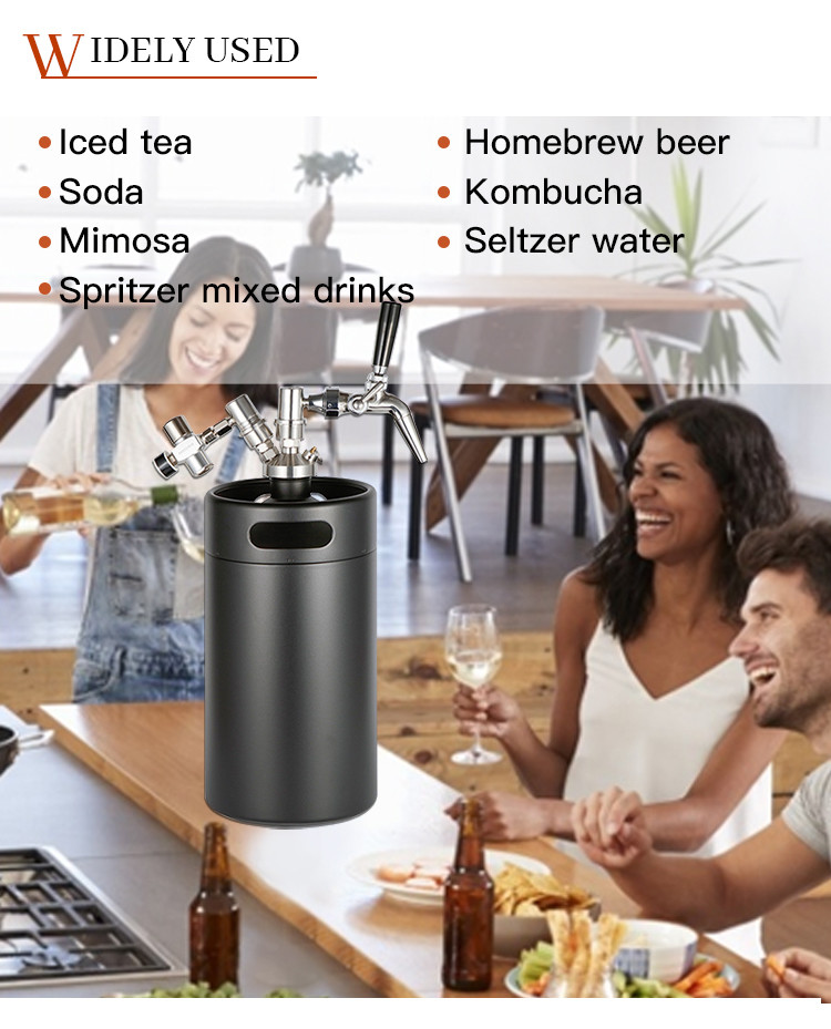 Stainless Steel 304 Ball Lock Mini Keg , 5L Mini Draft Beer Keg Dispenser