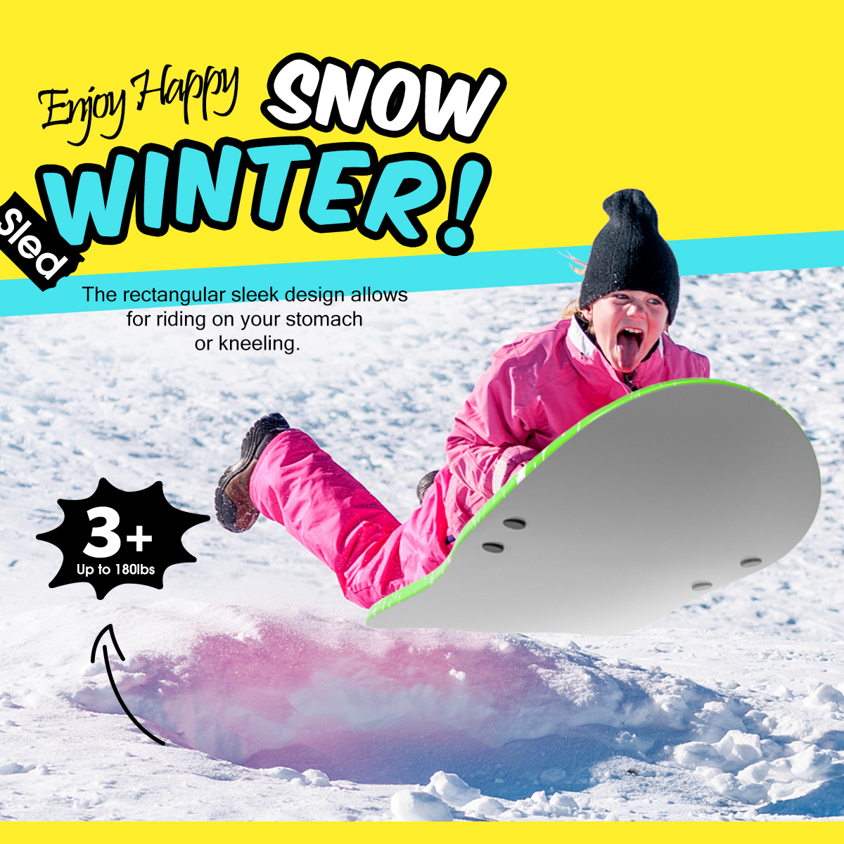 All Mountain 36 Inch Skiing Board Foam Snow Sled and Versatile Board Width 19