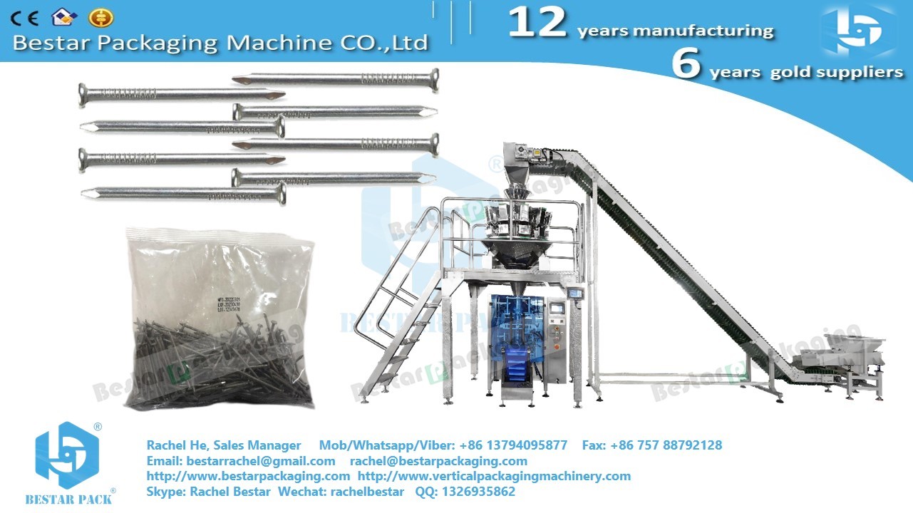 Wire nails long nails pouch packing machine with multi heads weigher BSTV-450AZ