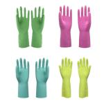 Natural Latex Flock Lined Long Household Cleaning Gloves Rubber Gloves