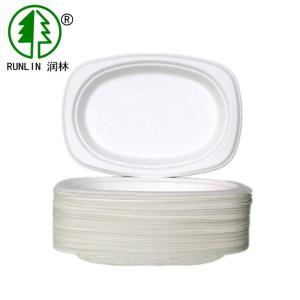 Quality Compostable Bagasse Fiber environmental protection unbleached oval dish wholesale
