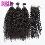 Kinky Curly Hair Bundles With Closure Peruvian Human Hair Wave Bundles With