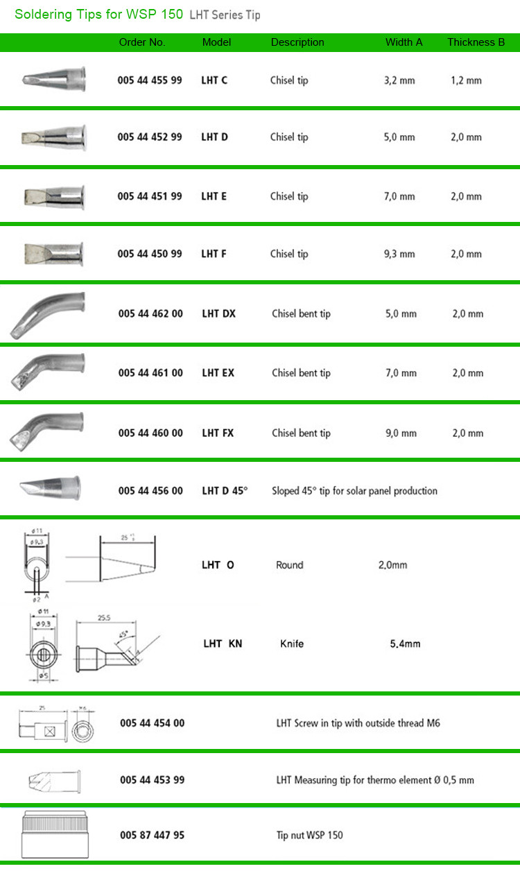Oxygen Free Copper LHT Weller Soldering Tips With 40000-80000 Solder Point