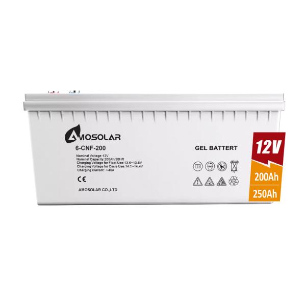 NO Chargeable Amosolar Gel Battery 12V 200Ah 250Ah 300Ah for Home Solar Panel