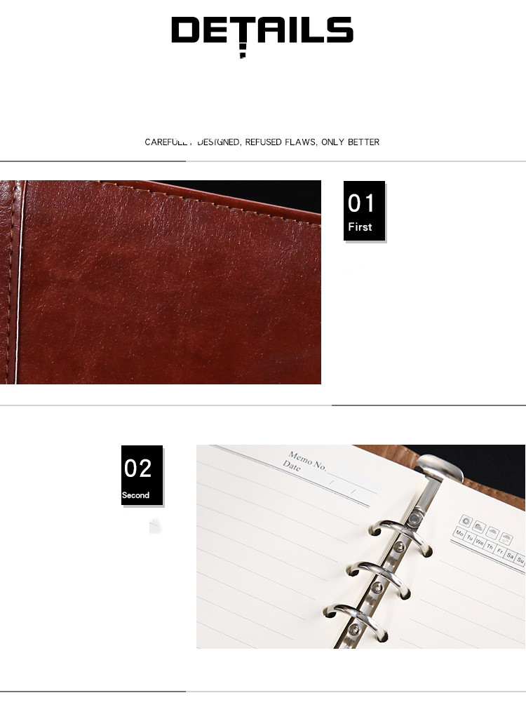 Simple Business Leather Notebook Gift Set with 5 Loose-leaf Notebook and Diary Notebook