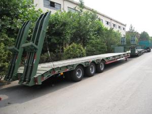 Quality 100 Tons Capacity Container Flat Semi Trailer Deck Gooseneck Low Bed Truck Trailer wholesale