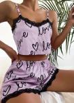 House Wear Sexy Lingerie Sleepwear Ladies Heart Print Leisure Wear Lingerie