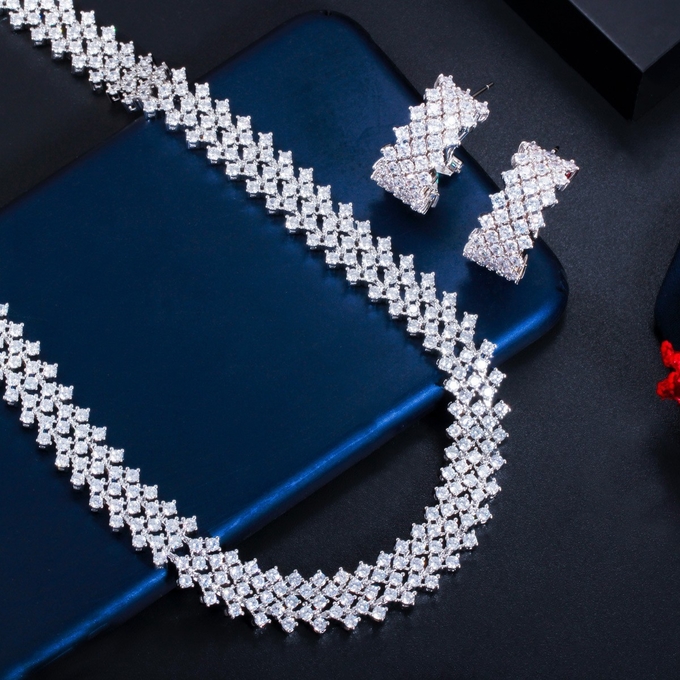 New popular Luxury exquisite AAA CZ Necklace Jewelry Cubic Zirconia jewellery wedding indian necklace set jewelry sets