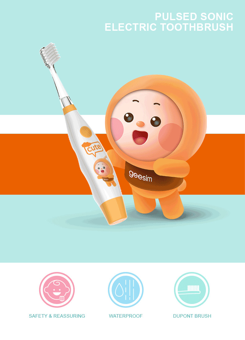 Kids Cartoon Replacement Electric Toothbrush Waterproof With Dupont Bristles