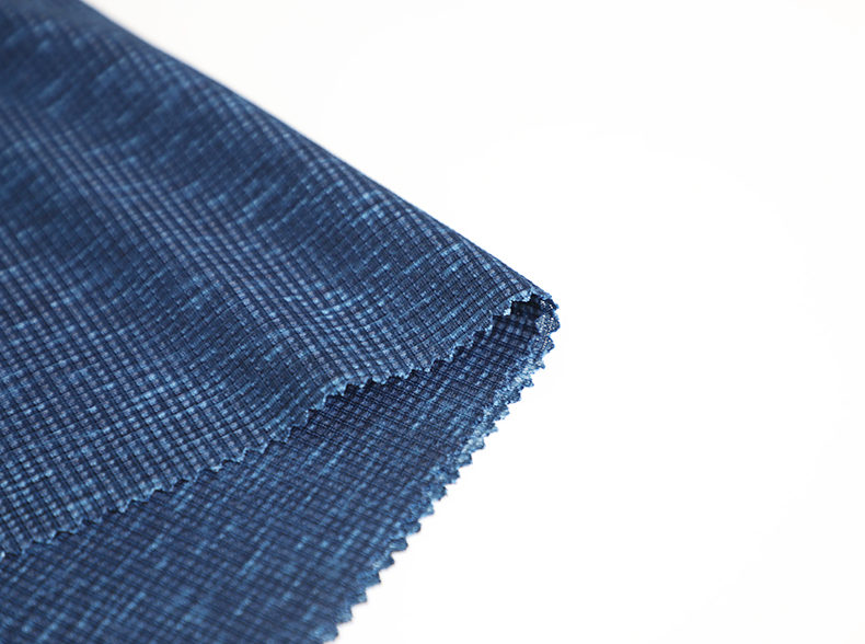 Blue Cationic Polyester Single Jersey Fabric Spandex Waffle Knit