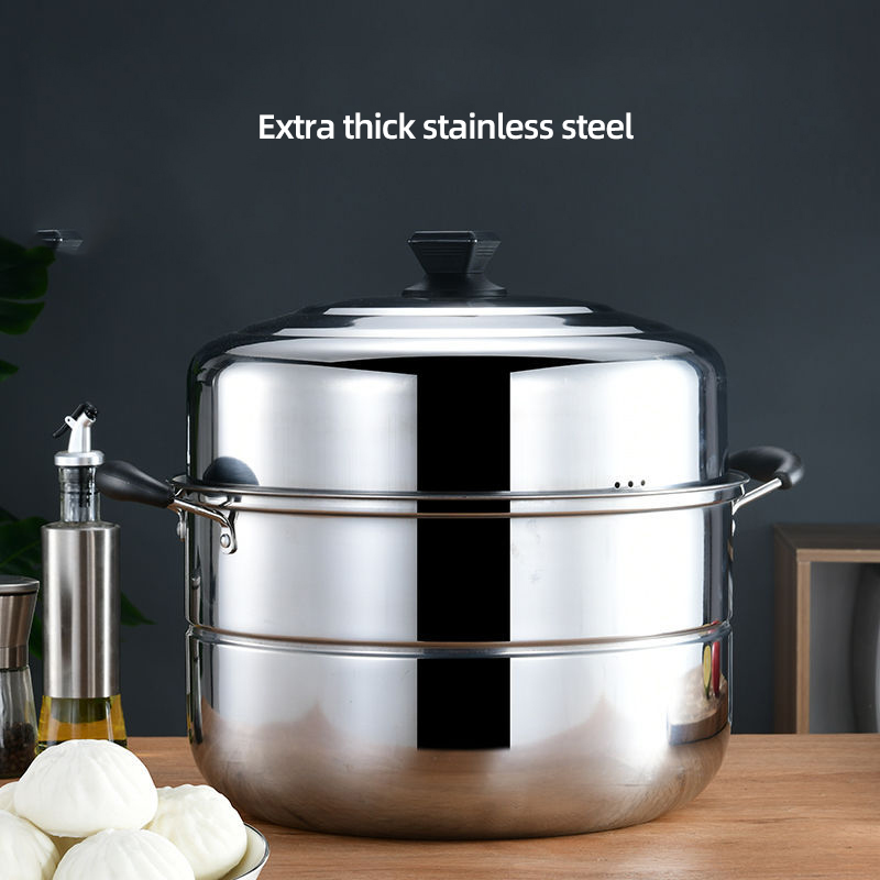 Steamer Pot Oem Hot Selling Large Stainless Steel 2/3 Layer Restaurants Kitchenware Soup Pot Food Steamer Pot With Steamer