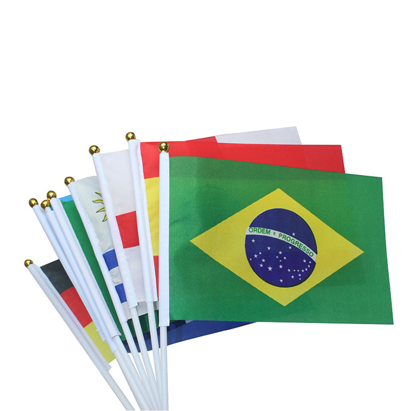 Personalized Hand Held Flags Waving Small Flag With Plastic Pole