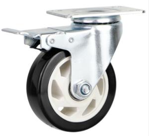 Quality 5 Inch Locking Caster Wheels Polyurethane Wheels Zinc Plated wholesale