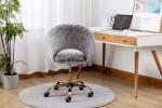 18.90”Depth Swivel Grey Velvet Bedroom Chair 8.2KGS Golden Feet Base Leg